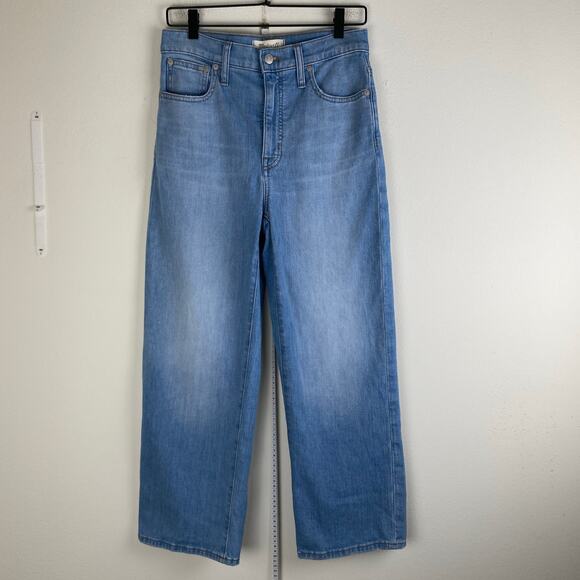 Madewell Slim Wide Leg Jeans Size 27 Eastwick Blue Crop Stretch Denim Staple - Picture 7 of 14